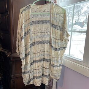 LA Hearts Striped Open-Front Cardigan